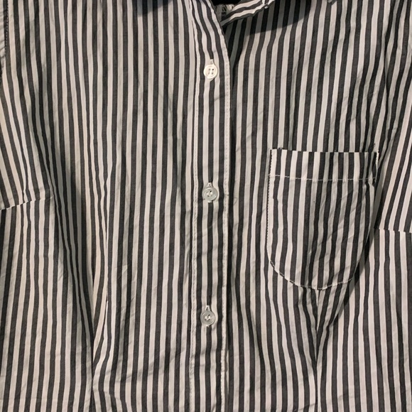 grey & white striped button up tank top - Picture 3 of 3